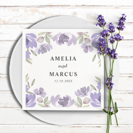 Guardanapo De Papel Casamento Floral Água-forte Rústico Roxo