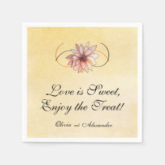Guardanapo De Papel Casamento Floral Aquarela Terracota Amarelo Outono