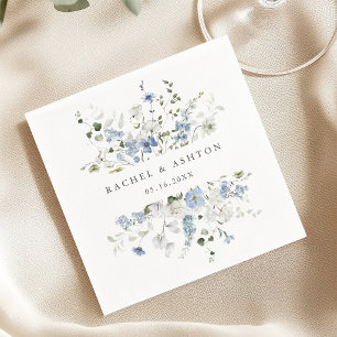Guardanapo De Papel Casamento Floral Azul Branco Verde Elegante