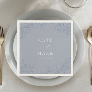 Guardanapo De Papel Casamento Floral Azul Delicado