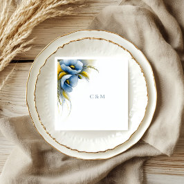 Guardanapo De Papel Casamento Floral Azul e Amarelo