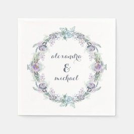 Guardanapo De Papel Casamento Floral Azul e Púrpura