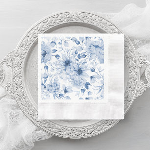 Guardanapo De Papel Casamento Floral Azul Elegante Napkin