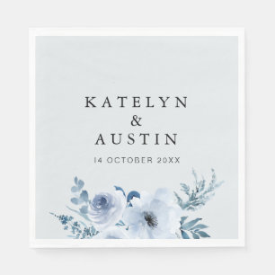 Guardanapo De Papel casamento floral azul empoeirado