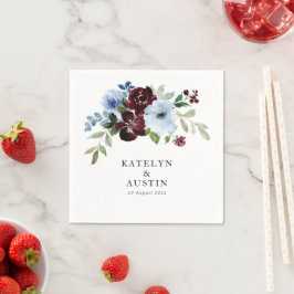 Guardanapo De Papel casamento floral azul empoeirado