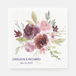 Guardanapo De Papel Casamento Floral Azul Marinho Vermelho Burgundy