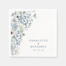 Guardanapo De Papel Casamento Floral Azul Napkin