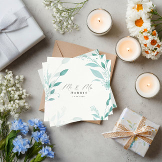 Guardanapo De Papel Casamento Floral Azul Poeira Eucalipto Verde-água 