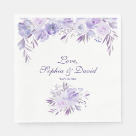 Guardanapo De Papel Casamento Floral Azul Púrpura Claro
