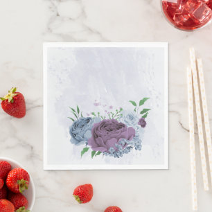 Guardanapo De Papel Casamento floral azul roxo