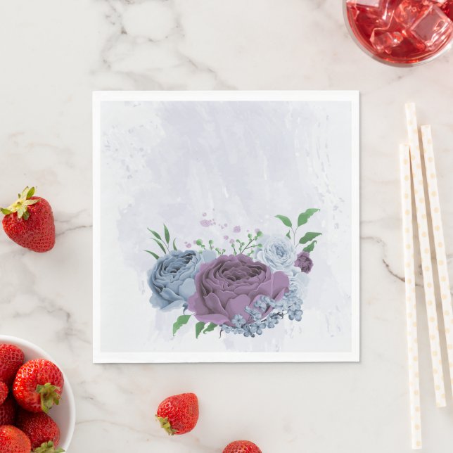 Guardanapo De Papel Casamento floral azul roxo (Insitu)