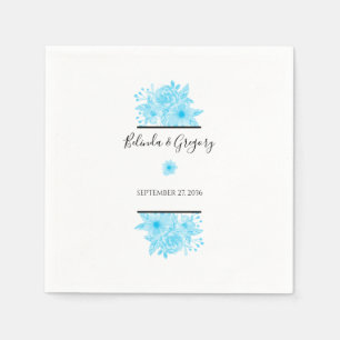 Guardanapo De Papel Casamento Floral Blue Watercolor