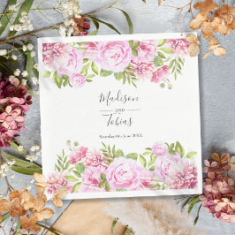 Guardanapo De Papel Casamento Floral Blush Pink Peony Greenery