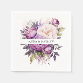 Guardanapo De Papel Casamento Floral Boho com Lavanda Roxa