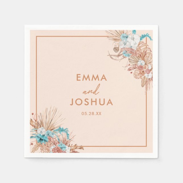 Guardanapo De Papel Casamento Floral Boho Moderno (Frente)
