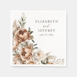 Guardanapo De Papel Casamento Floral Boho Pampas Terracota Rústico de