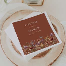 Guardanapo De Papel Casamento Floral Boho Terracota