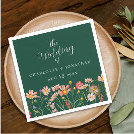 Guardanapo De Papel Casamento Floral Boho Verde Flor Silvestre