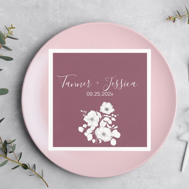 Guardanapo De Papel Casamento Floral bonito Roxo e Branco (Criador carregado)