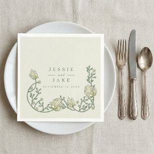 Guardanapo De Papel Casamento Floral Border no estilo Art Nouveau Vint