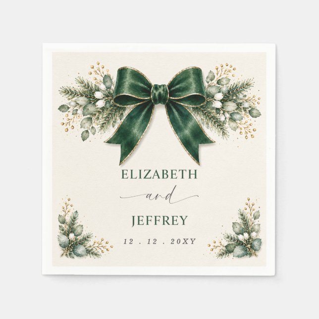 Guardanapo De Papel Casamento Floral Botânico de Inverno com Arco de E (Frente)
