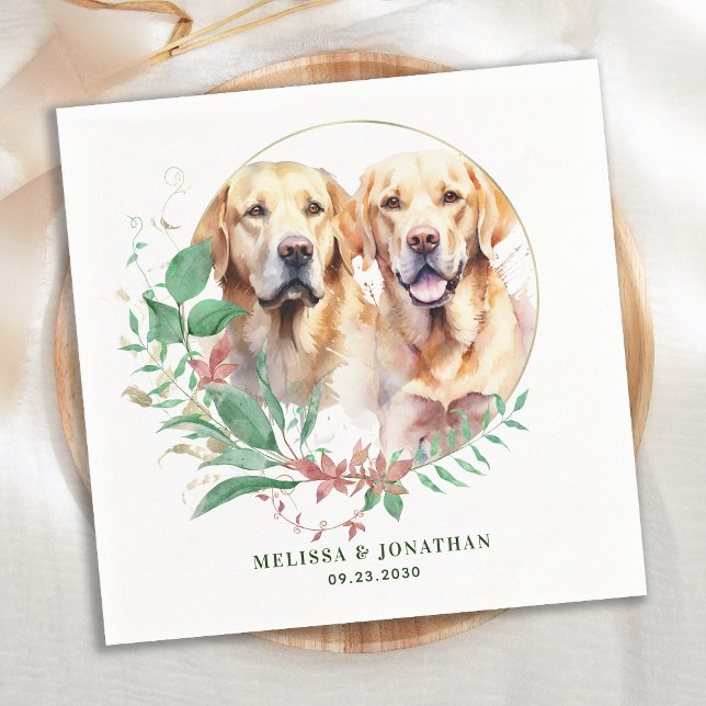 Guardanapo De Papel Casamento Floral Botânico Moderno Labrador Retriev (Criador carregado)