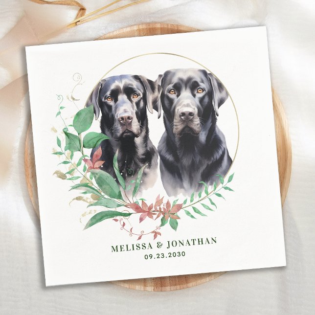 Guardanapo De Papel Casamento Floral Botânico Moderno Labrador Retriev (Criador carregado)