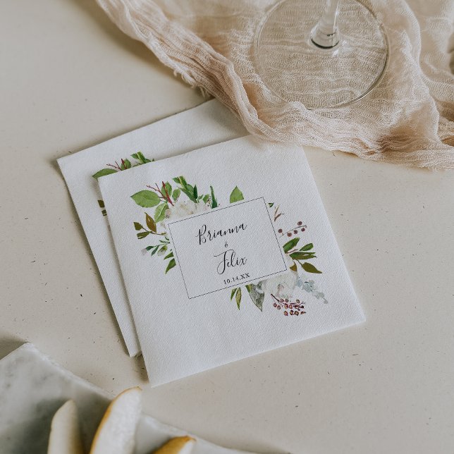 Guardanapo De Papel Casamento Floral Branca de Peony Napkin (Criador carregado)