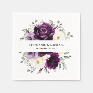 Guardanapo De Papel Casamento Floral Branca De Púrpura De Pera De Marf
