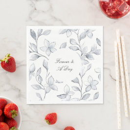 Guardanapo De Papel Casamento Floral Branco Chic Silver