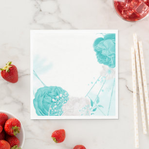 Guardanapo De Papel casamento floral branco de turquesa