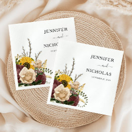 Guardanapo De Papel Casamento Floral Branco Elegante