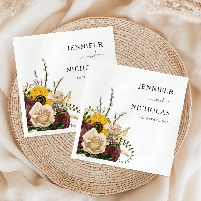 Guardanapo De Papel Casamento Floral Branco Elegante (Elegant White Floral Wedding Napkins)