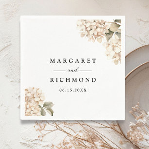 Guardanapo De Papel Casamento Floral Branco Elegante Hydrangea