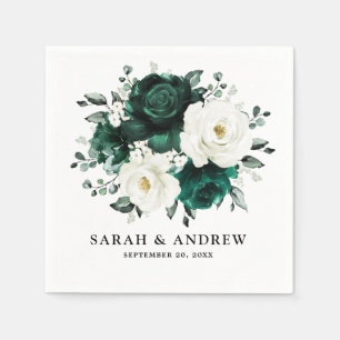 Guardanapo De Papel Casamento Floral Branco Eucalyptus Emerald Greener