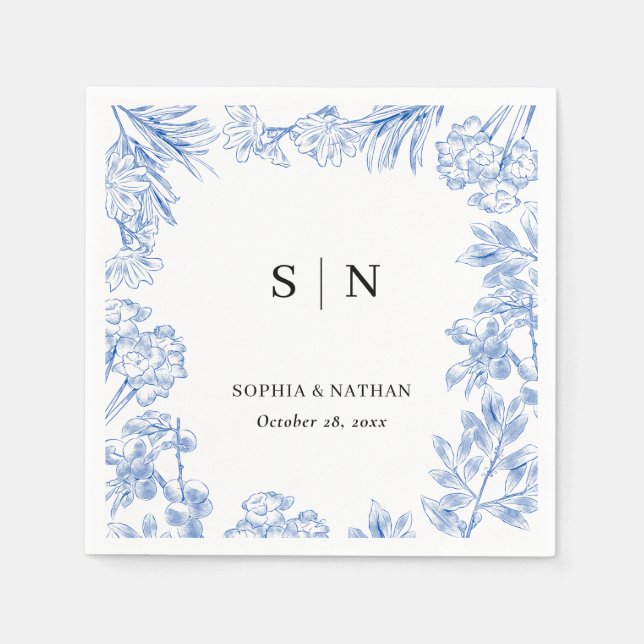 Guardanapo De Papel Casamento Floral Branco Personalizado (Frente)