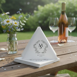 Guardanapo De Papel Casamento Floral Branco Personalizado