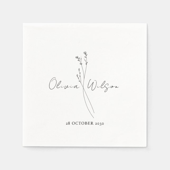 Guardanapo De Papel Casamento Floral Branco Simples (Frente)