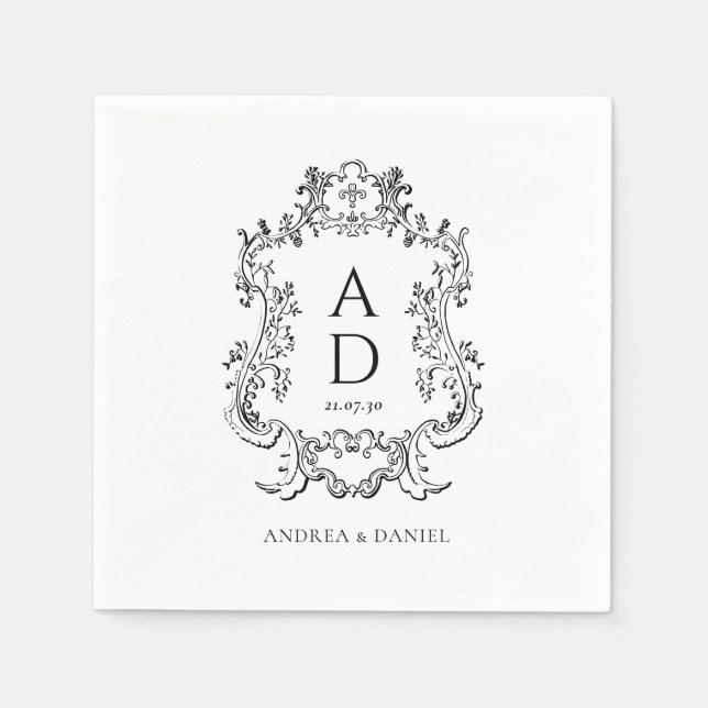 Guardanapo De Papel Casamento Floral Branco Simples (Frente)