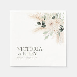 Guardanapo De Papel Casamento Floral Branco Verde Napkins VICTORIA