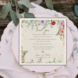 Guardanapo De Papel Casamento Floral Chic Wildflower Obrigado Mensagem