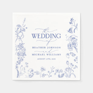 Guardanapo De Papel Casamento Floral Chinoiserie French Blue Victorian
