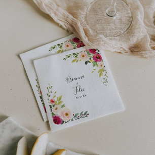 Guardanapo De Papel Casamento Floral Cinza-Verde Blush Napkin