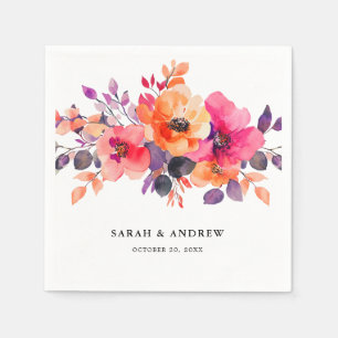 Guardanapo De Papel Casamento Floral Cor De Água Laranja Cor De Laranj