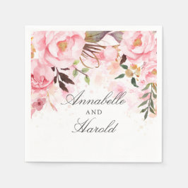 Guardanapo De Papel Casamento Floral Cor-de-Rosa Esbranquiçada