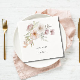 Guardanapo De Papel Casamento Floral Cor-de-Rosa Esmagada Elegante