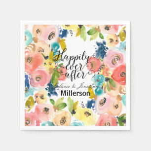 Guardanapo De Papel Casamento floral da aguarela doce