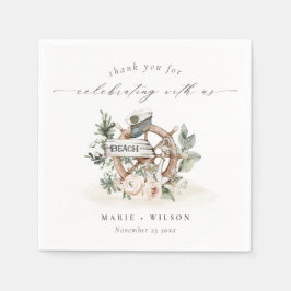 Guardanapo De Papel Casamento Floral Da Roda De Ancoragem Náutica Rúst