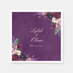 Guardanapo De Papel Casamento Floral de Abóbora-Púrpura Napkins