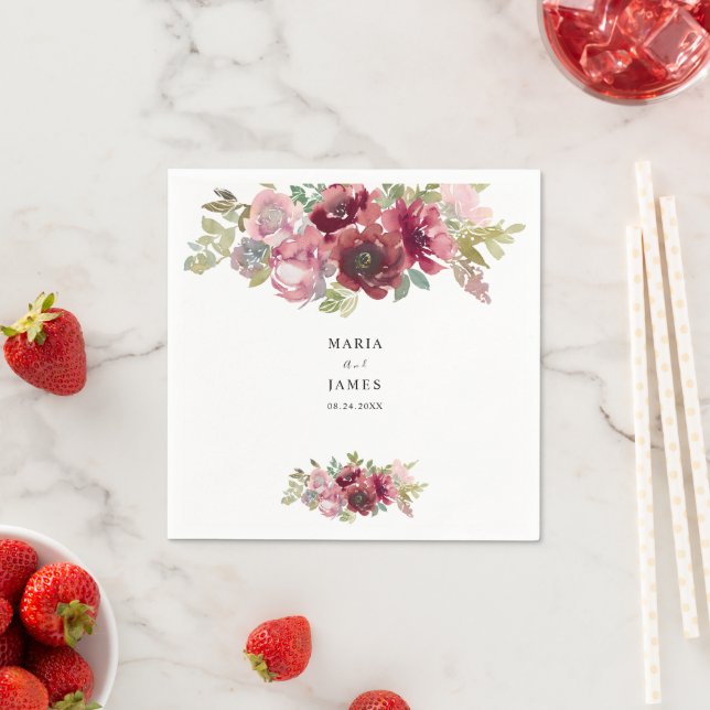 Guardanapo De Papel Casamento Floral de Aquarela de Jardim de Verão (Insitu)